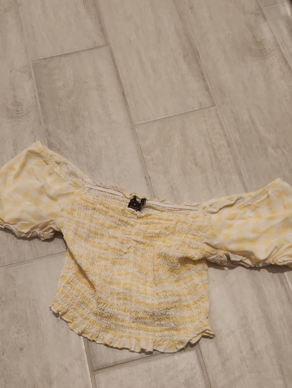 Yellow Smocked Off-Shoulder Blouse